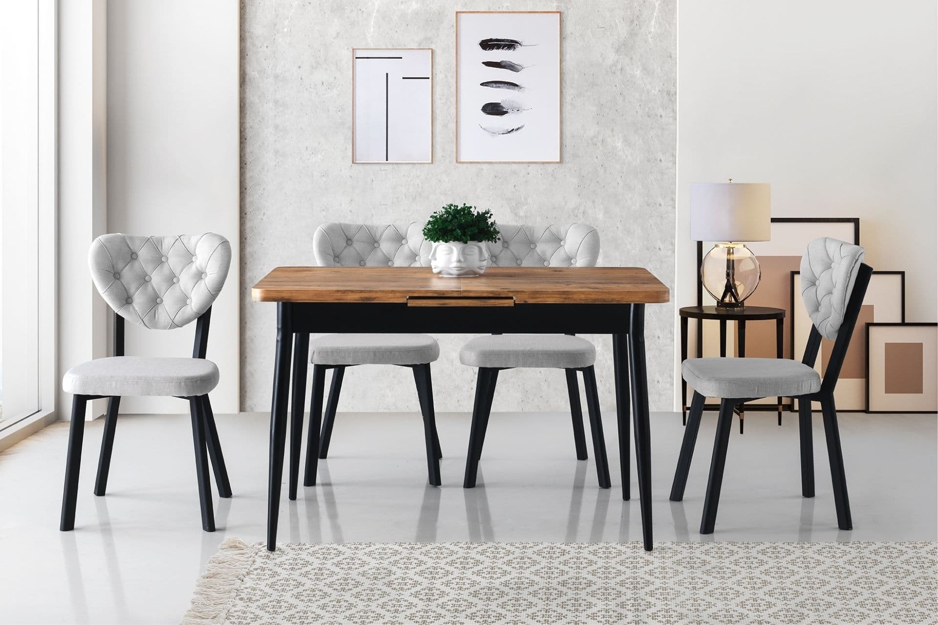 AY MASA, RİVONE SANDALYE, ATLANTİK ÇAM, 120X70