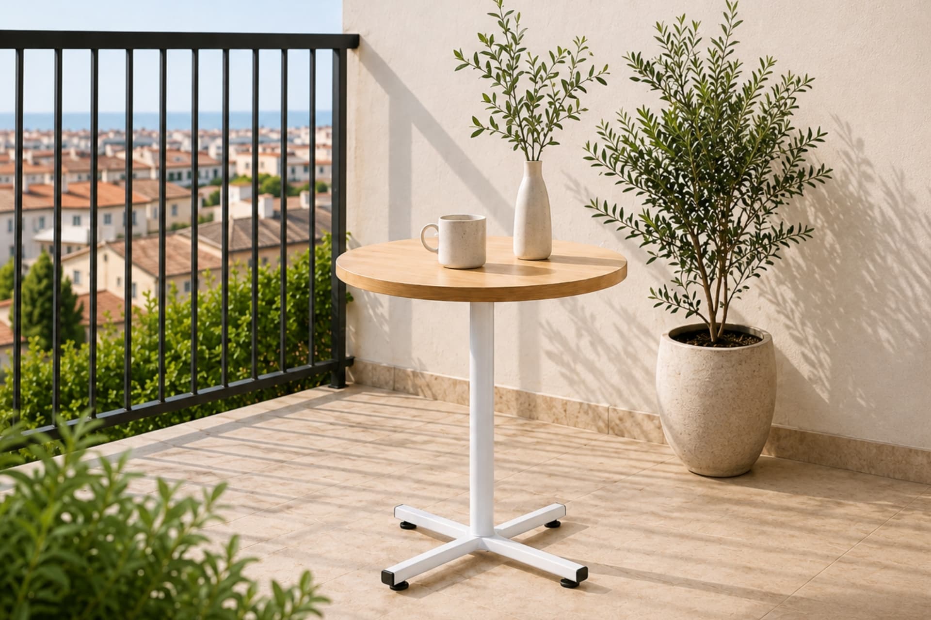 PAYAS METAL AYAK MUTFAK BAHÇE BALKON BİSTRO VE CAFE MASASI, 70X70 CM, NATUREL BEYAZ
