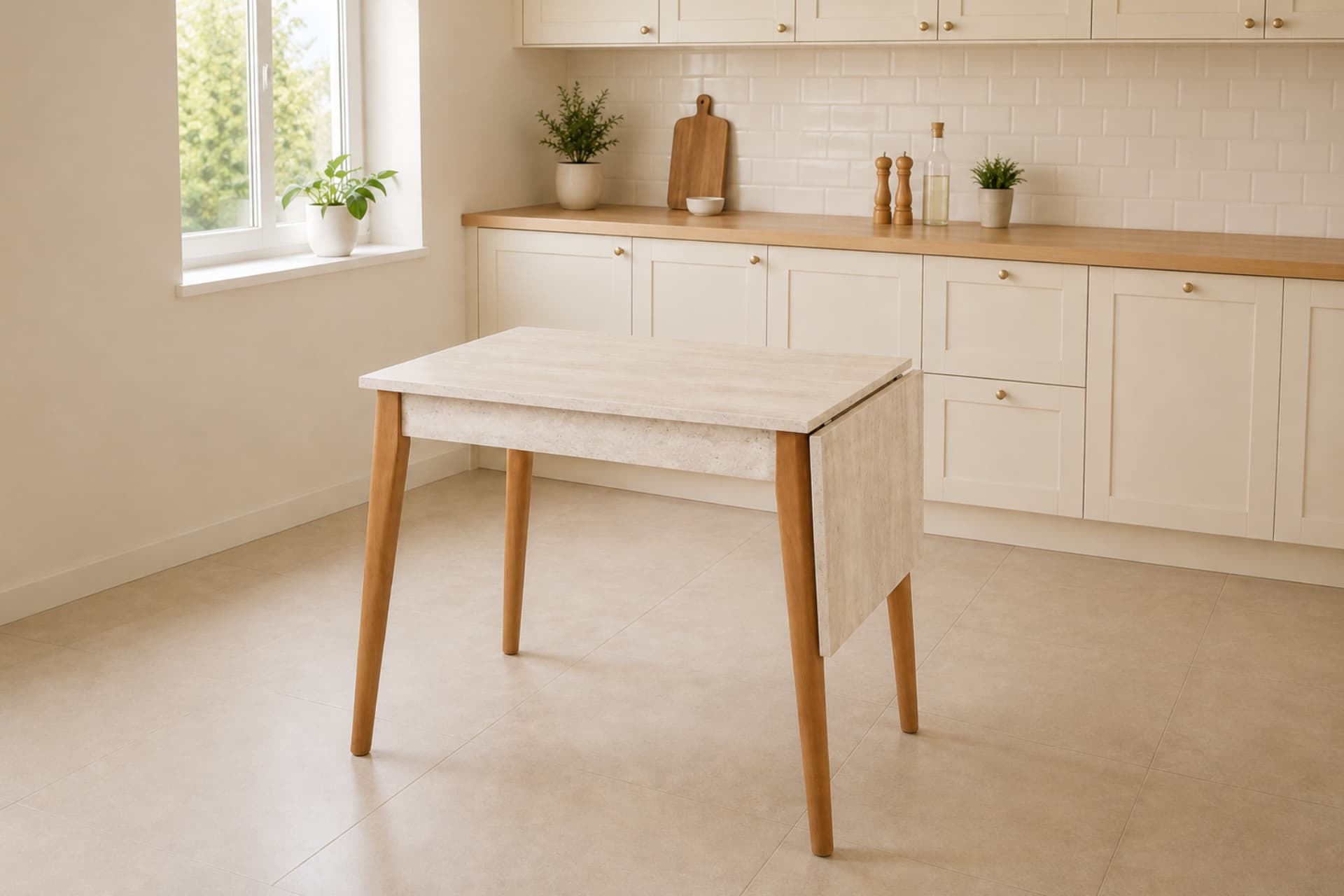 AVANOS MDF KATLANIR AHŞAP MUTFAK MASASI, 70X80 CM, BEJ NATUREL