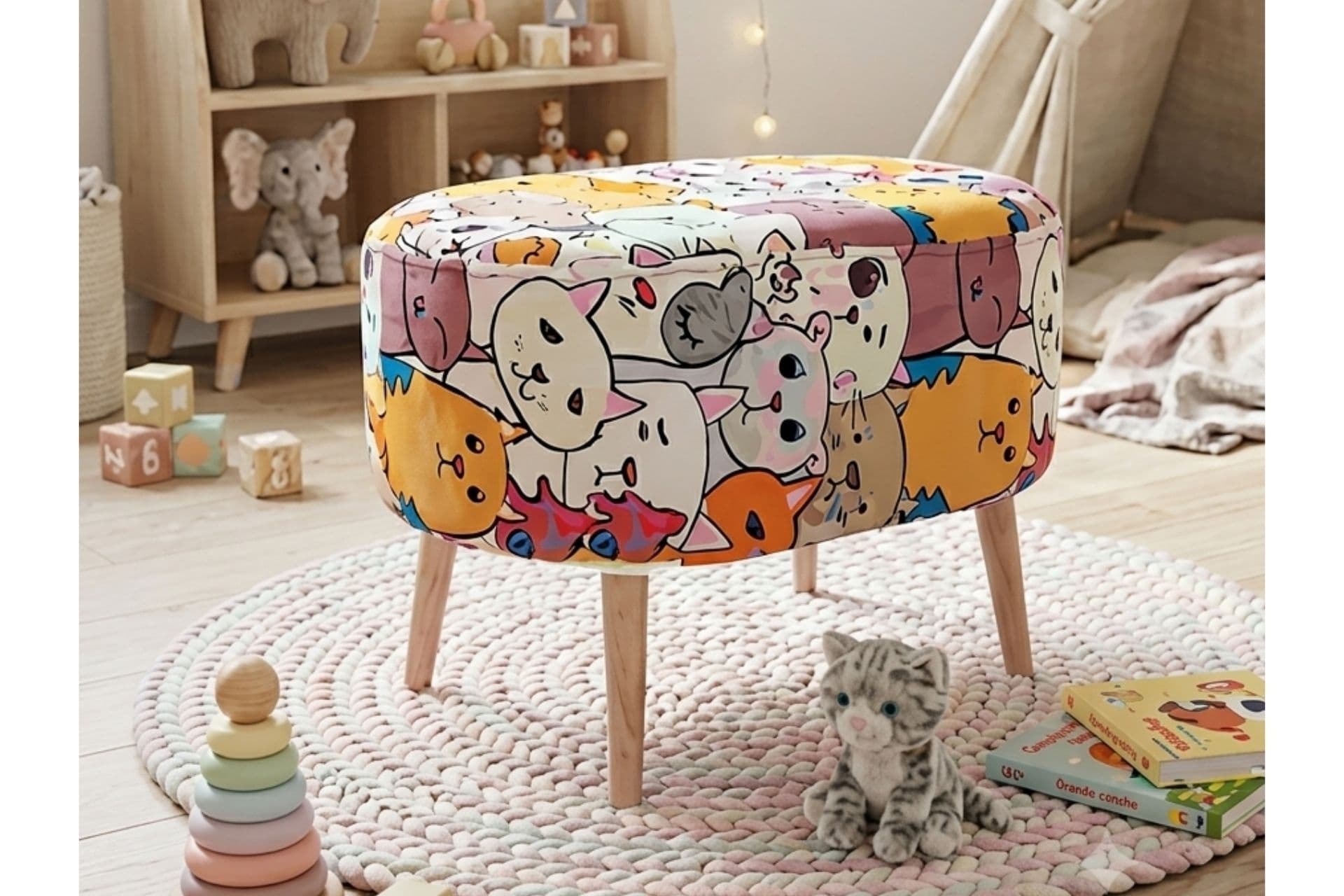 PATİ OVAL PUF, AHŞAP AYAK