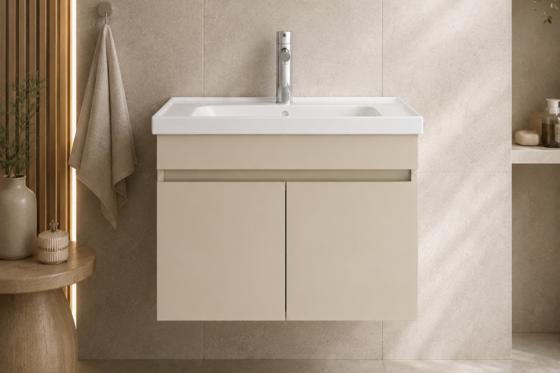 LODE KALE KUMTAŞI 90 CM SERAMİK LAVABOLU ALT BANYO DOLABI