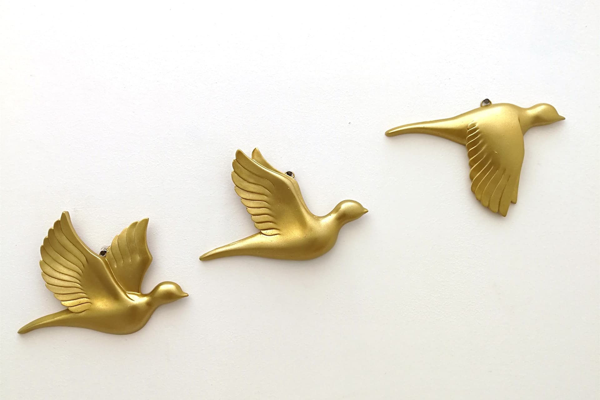 GÜVERCİN ÜÇLÜ DUVAR SÜSÜ, GOLD