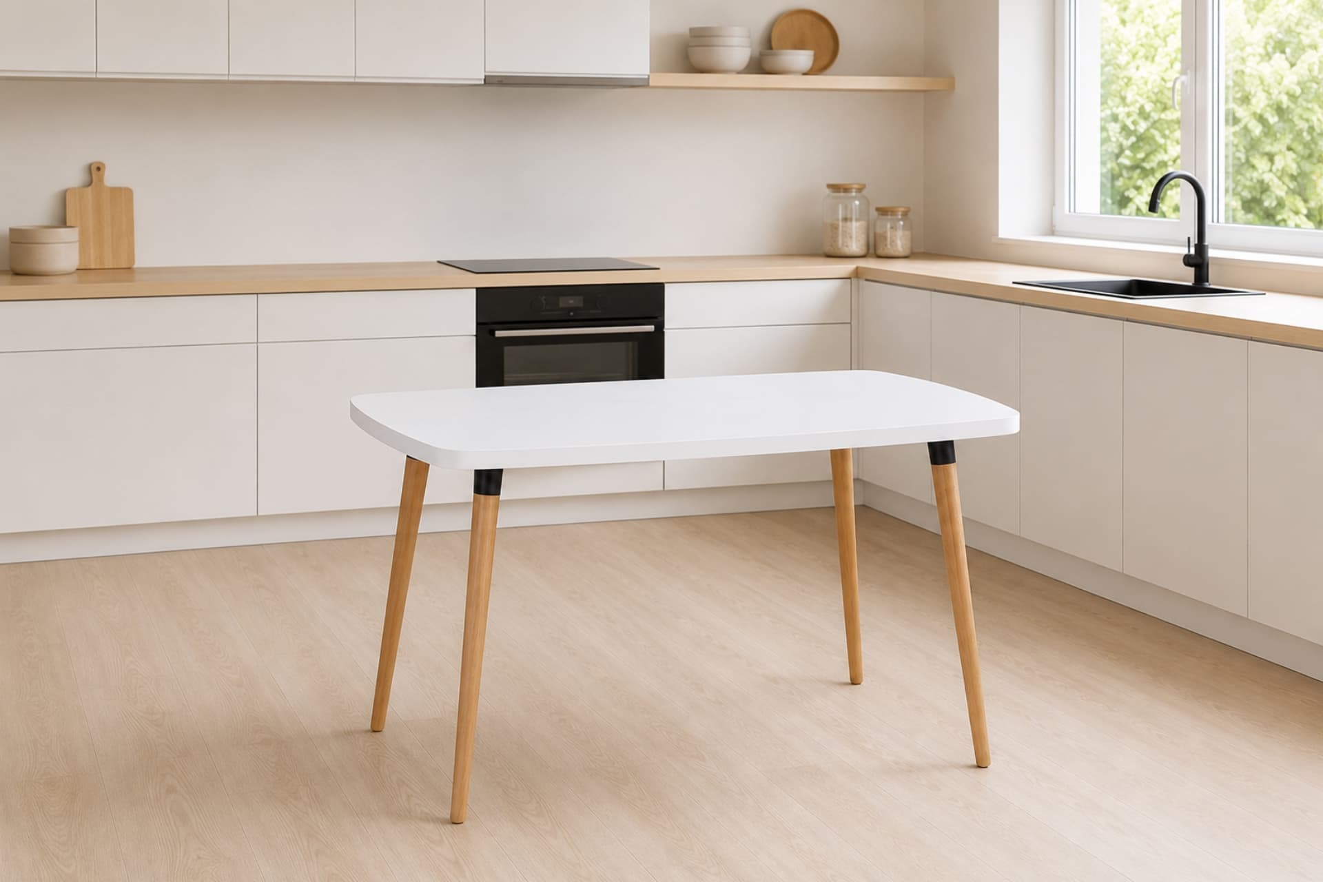 ARGOS SABİT MDF MUTFAK MASASI, 70X120 CM, BEYAZ NATUREL