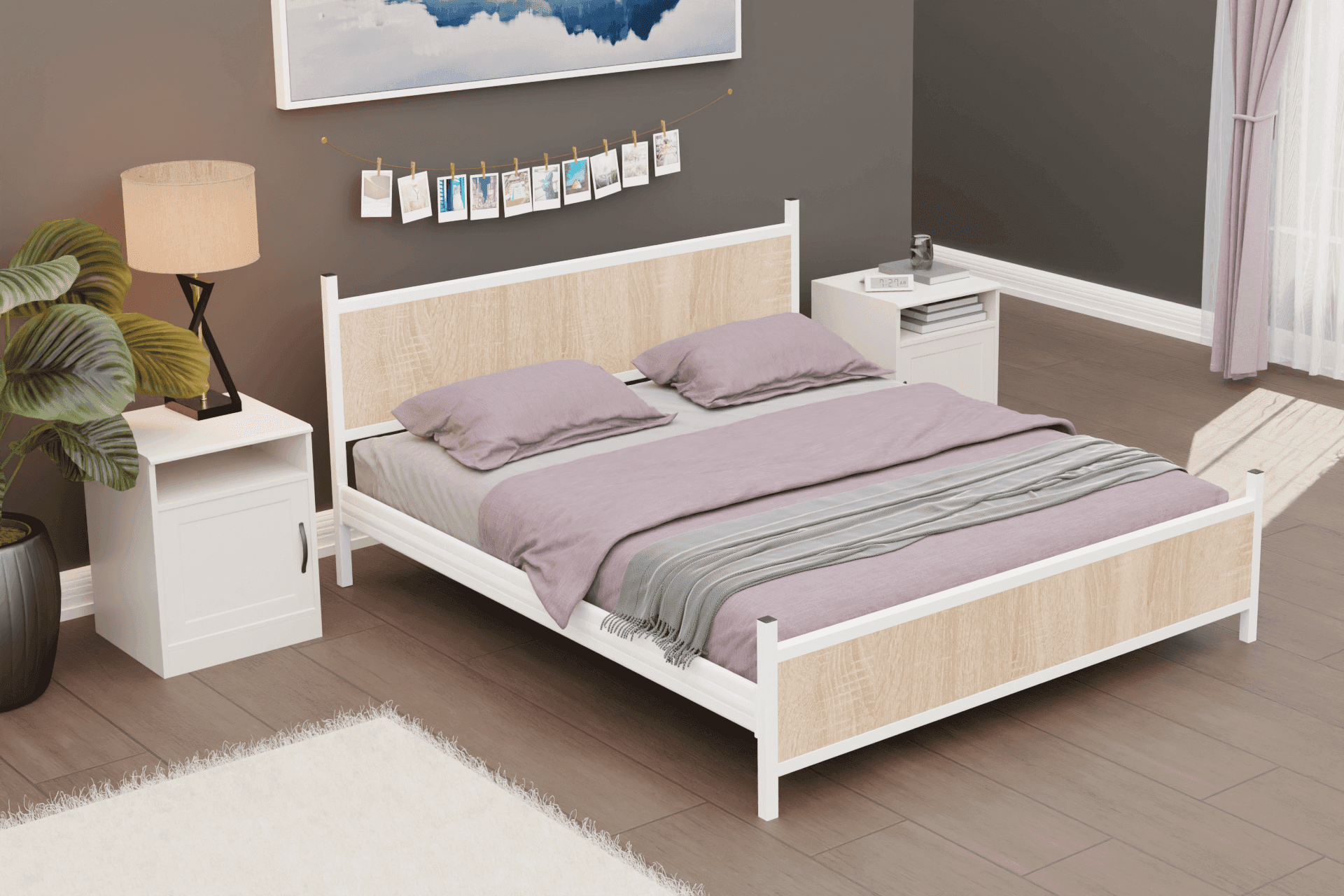 GM ÇİFT KİŞİLİK KARYOLA, BEYAZ SONOMO, 160X200