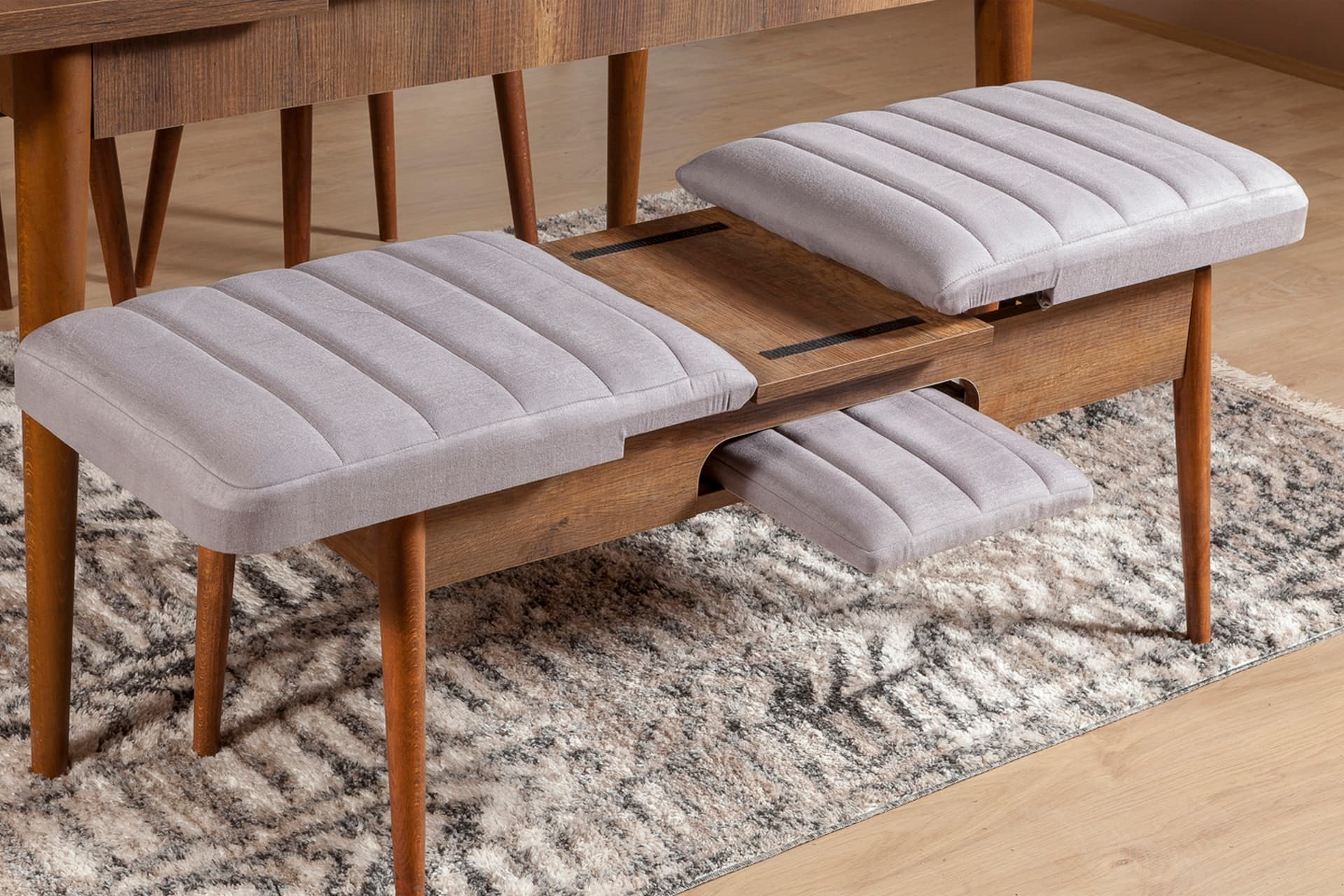 SEMBOL AÇILIR BENCH, CEVİZ SOHO GRİ
