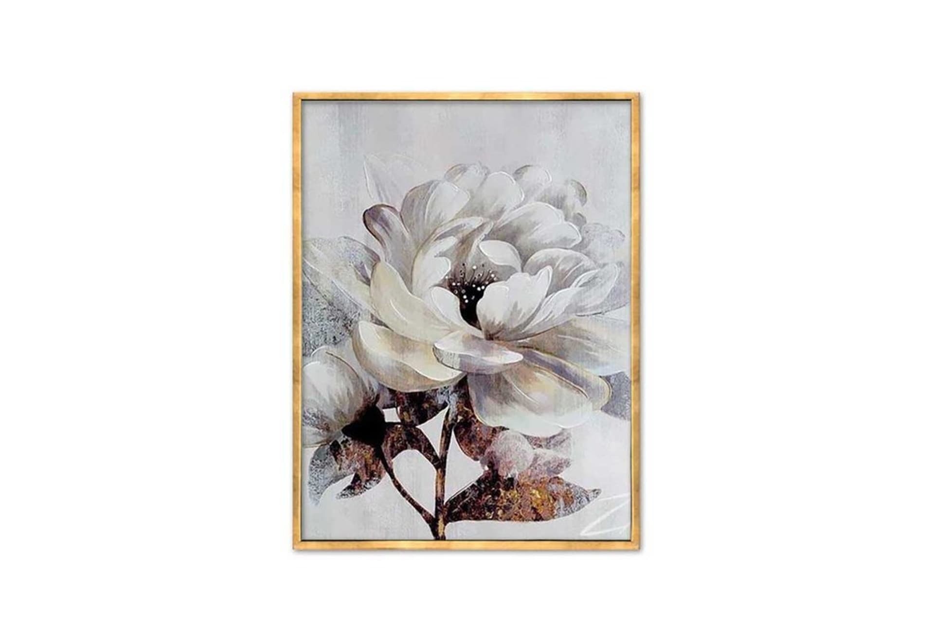ALTIN ÇERÇEVELİ SİNGLE FLOWER 2 YAĞLI BOYA DOKULU TABLO, 100X150