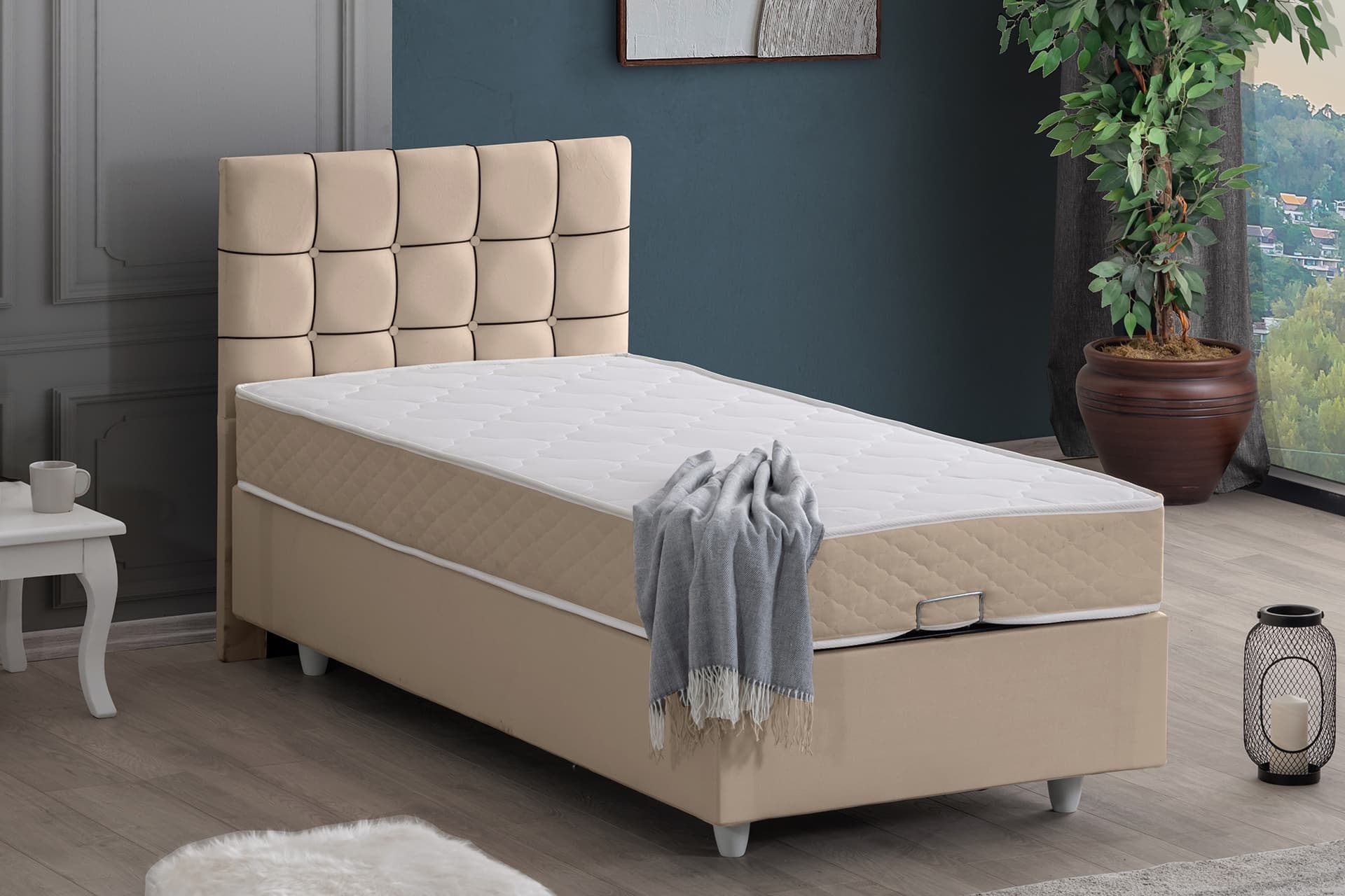 TAVİRA BAZA BAŞLIK VE LETTO YATAK SETİ, BEJ, 90X190