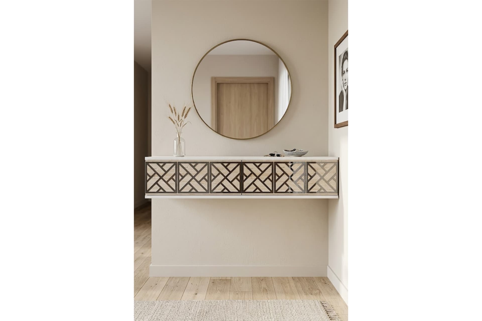 AREX DRESUAR ANTRE HOL RAFI BEYAZ TRAVERTEN SİLVER 120 CM DA1238BTS