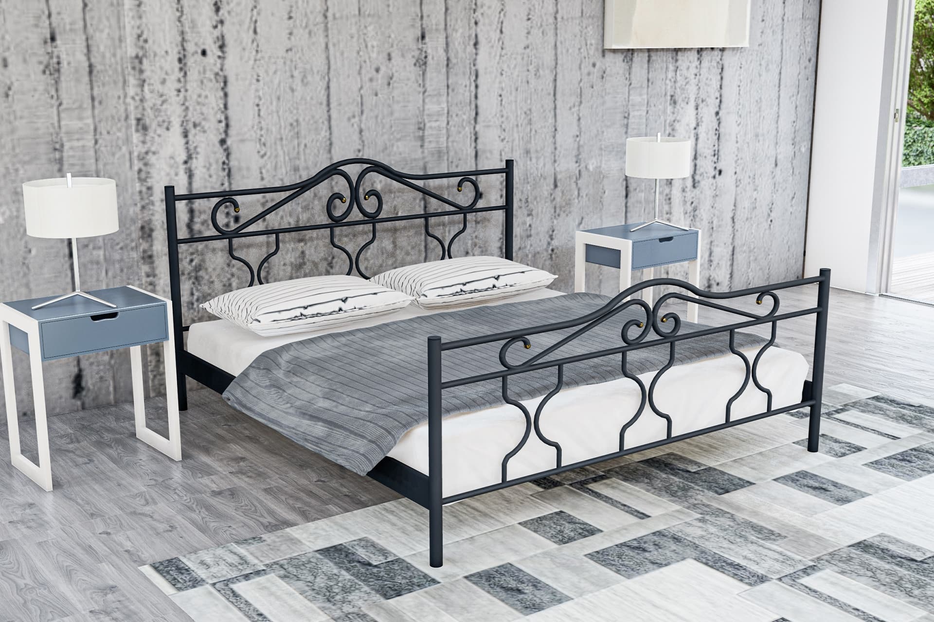 GM 301 GOLD METAL KARYOLA, SİYAH, 160X200