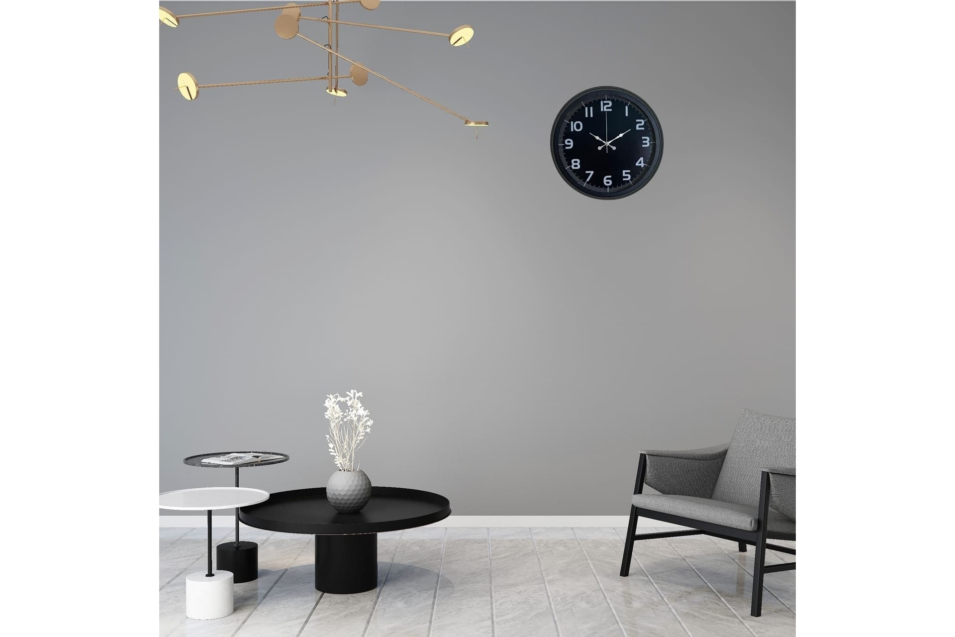 MİDNİGHT BLACK METAL DUVAR SAATİ 40 CM