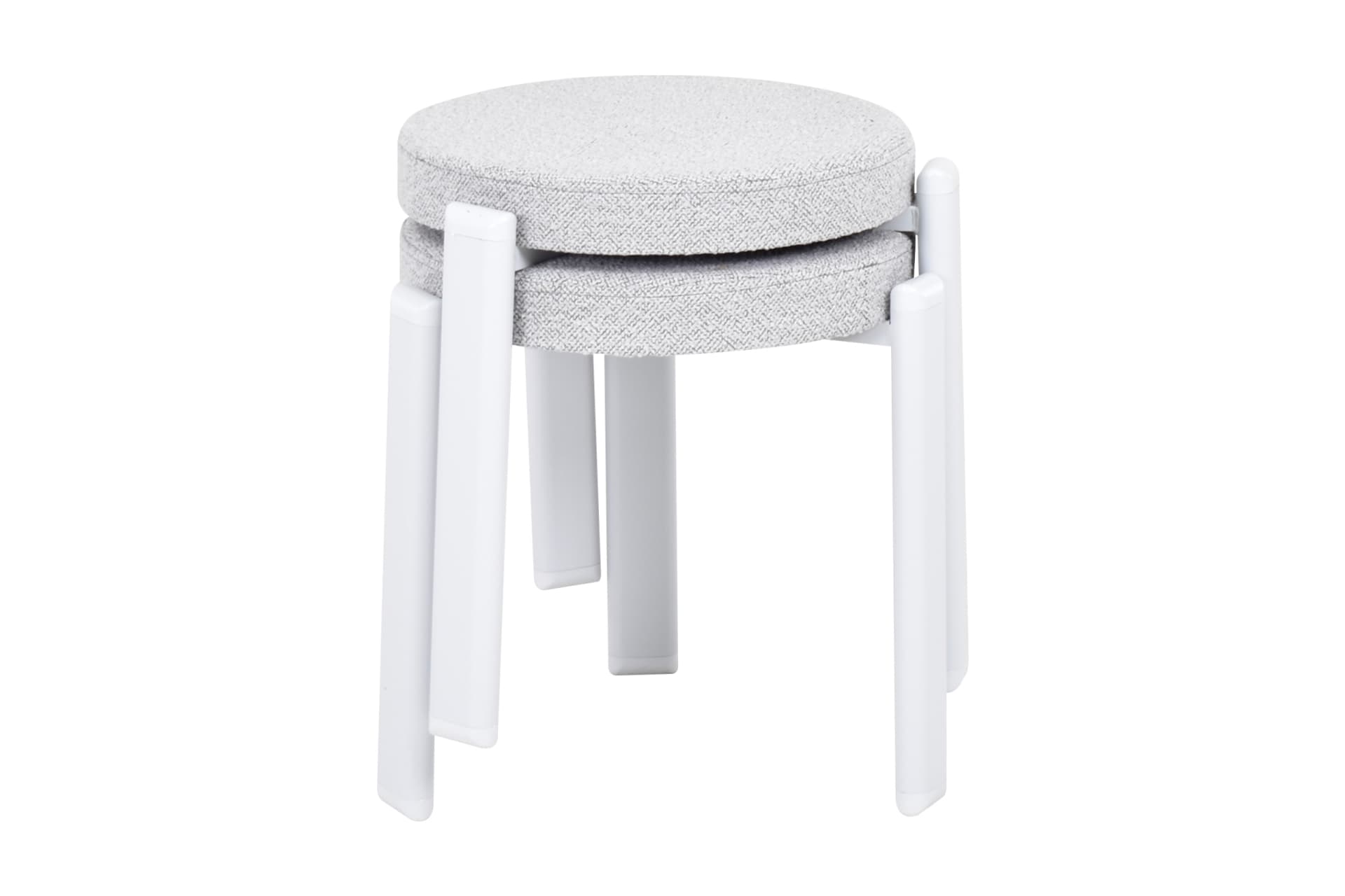 TERAS GRİ METAL AYAK TEDDY KUMAŞ İSTİFLENEBİLİR TABURE, 2 ADET, AÇIK GRİ