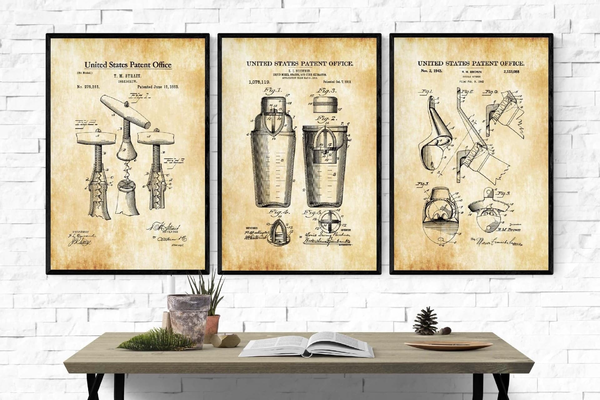 AHŞAP ÇERÇEVELİ VİNTAGE TABLO SETİ, BAR, 50X70