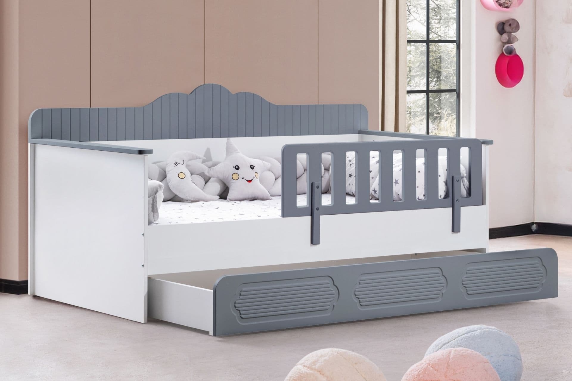 FLOWER YAVRULU MONTESSORİ KARYOLA, GRİ