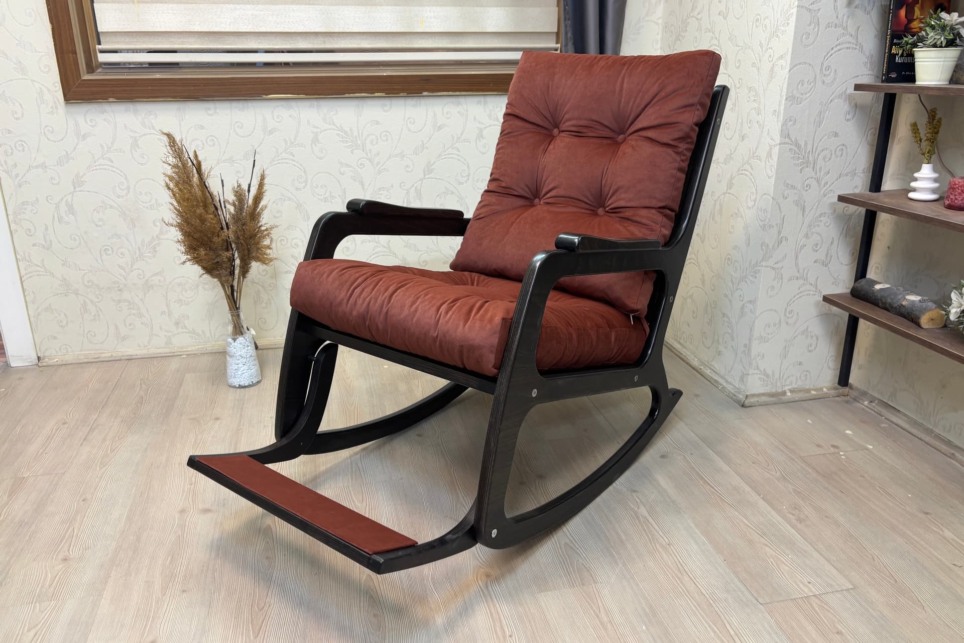 KONTES SALLANAN SANDALYE, KİREMİT, WENGE SİYAH AYAK