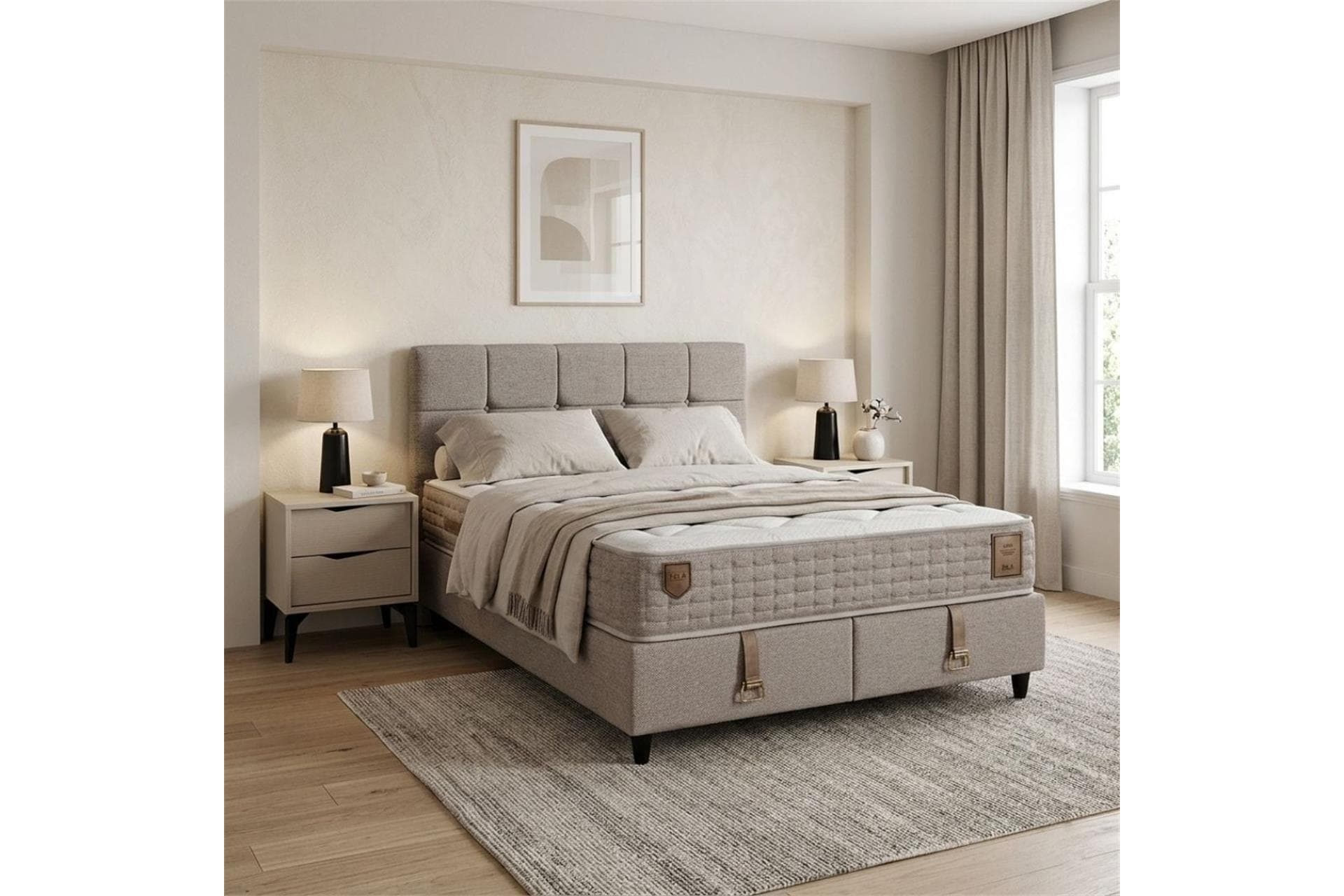 LORİN BAZA BAŞLIK YATAK SETİ, HASIR 160X200
