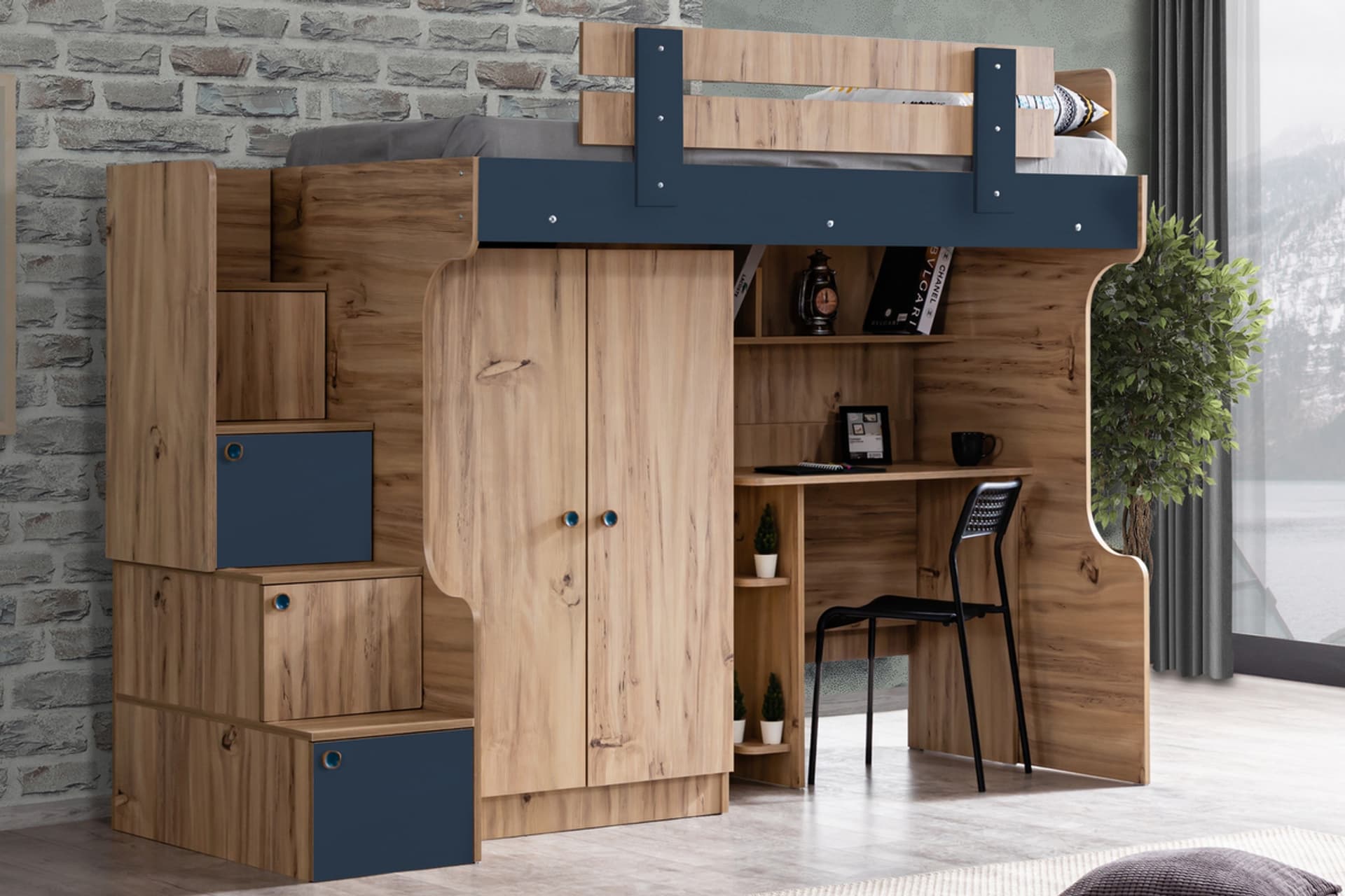 RİVA RANZA 2 KAPILI DOLAP ÇALIŞMA MASASI, 90X190