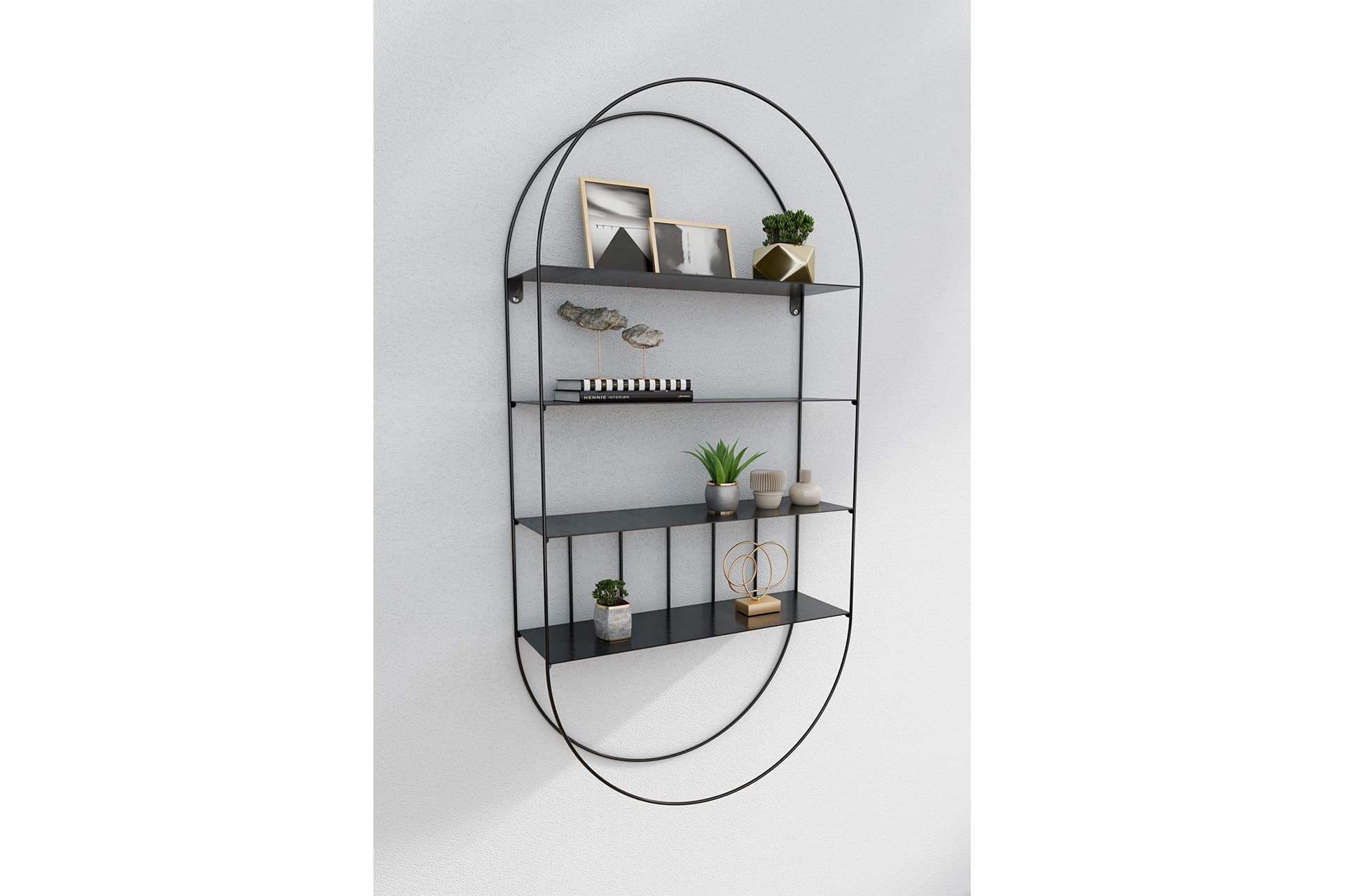 MARSAH HOME OVAL METAL DUVAR RAFI, SİYAH