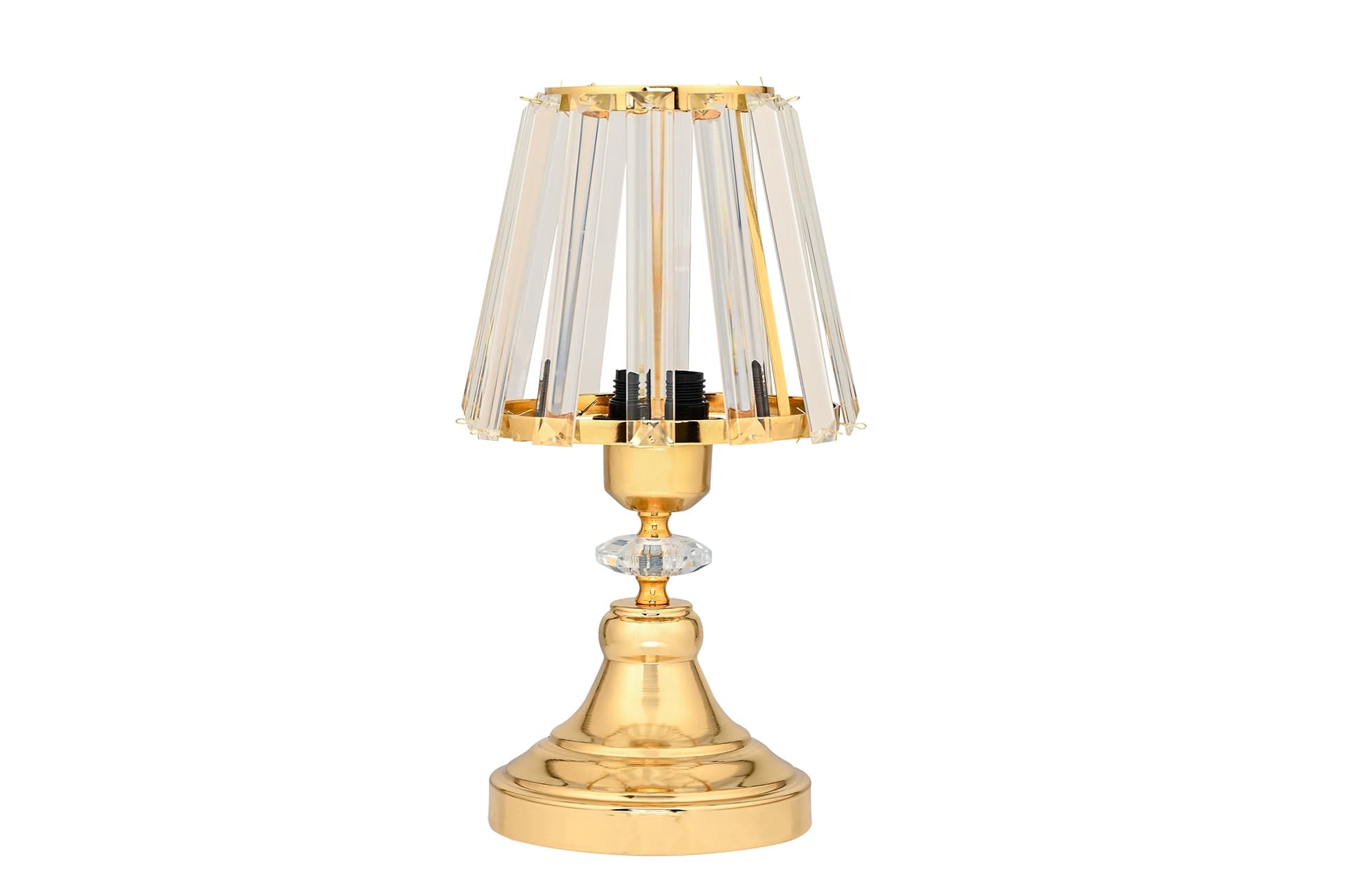EVLİGHT KRİSTAL GÖVDELİ ABAJUR, TAŞLI, GOLD