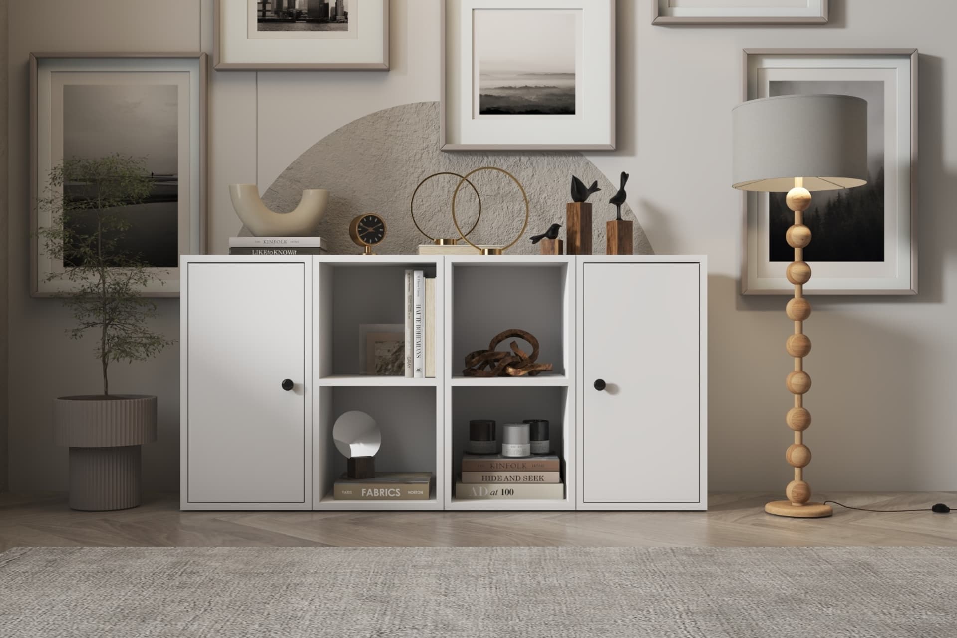 CONSOLA IKİ KAPAKLI RAFLI BEYAZ KONSOL ÇITASIZ KNS-1169-Ç