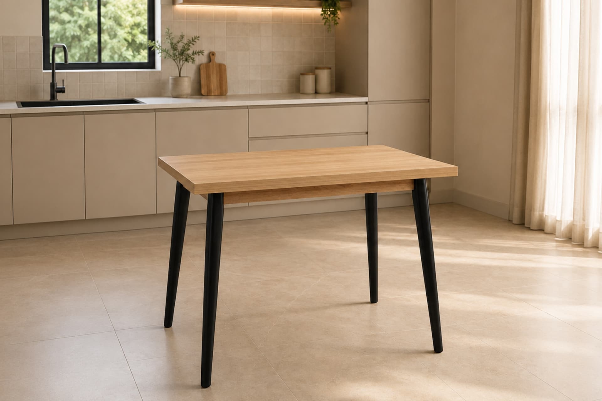 AVANOS MDF SABİT MUTFAK MASASI, 60X90 CM, NATUREL SİYAH