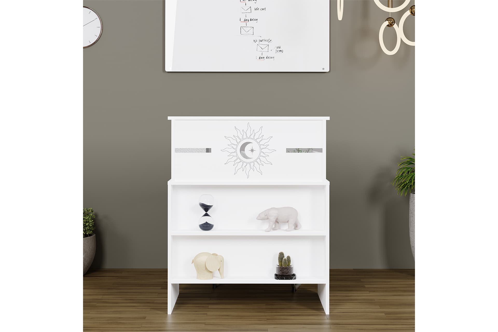 VENÜS HİLAL ÇEKMECELİ BANKO, SEKRETER MASASI, BEYAZ, 90 CM