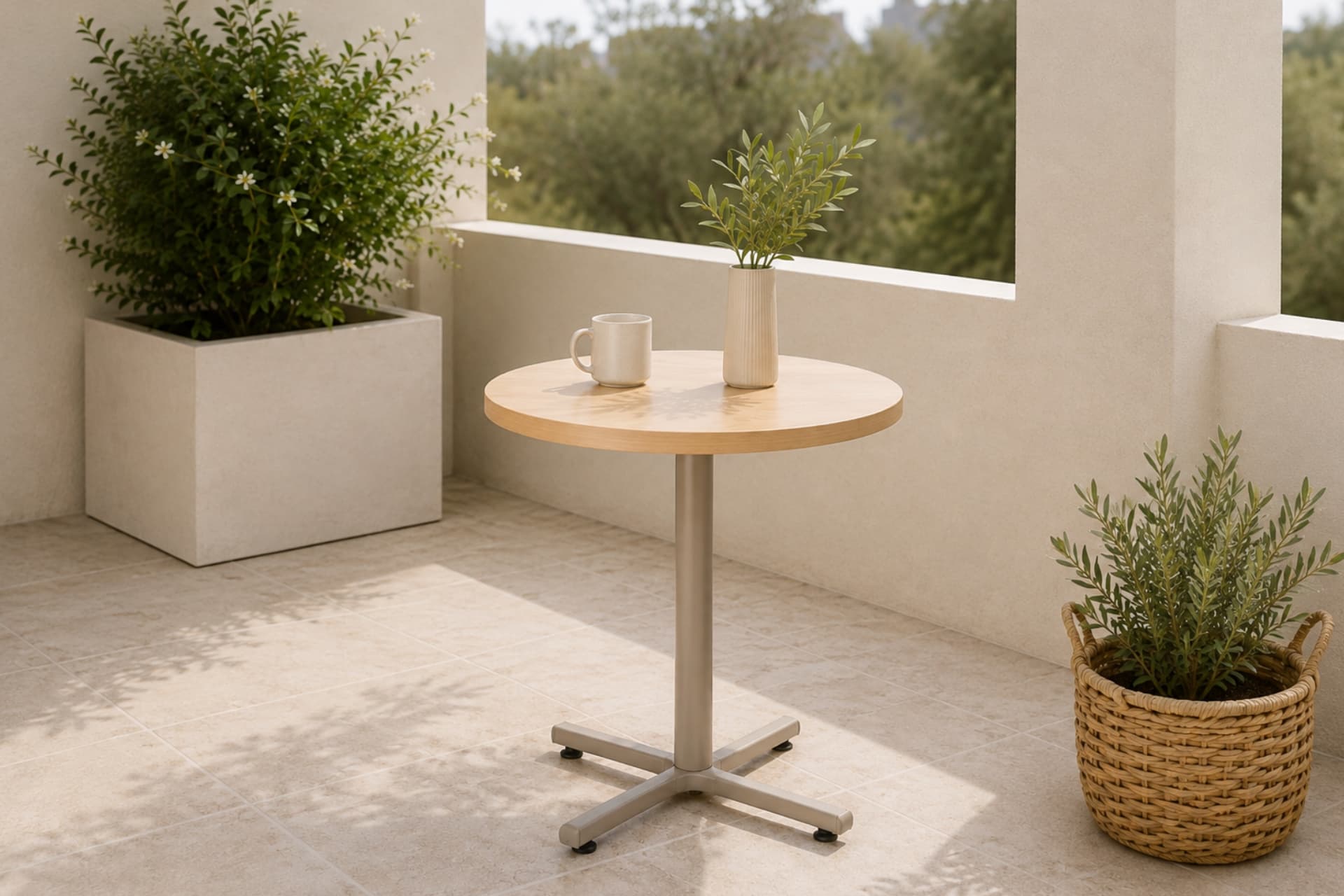 PAYAS METAL AYAK MUTFAK BAHÇE BALKON BİSTRO VE CAFE MASASI, 70X70 CM, NATUREL VİZON