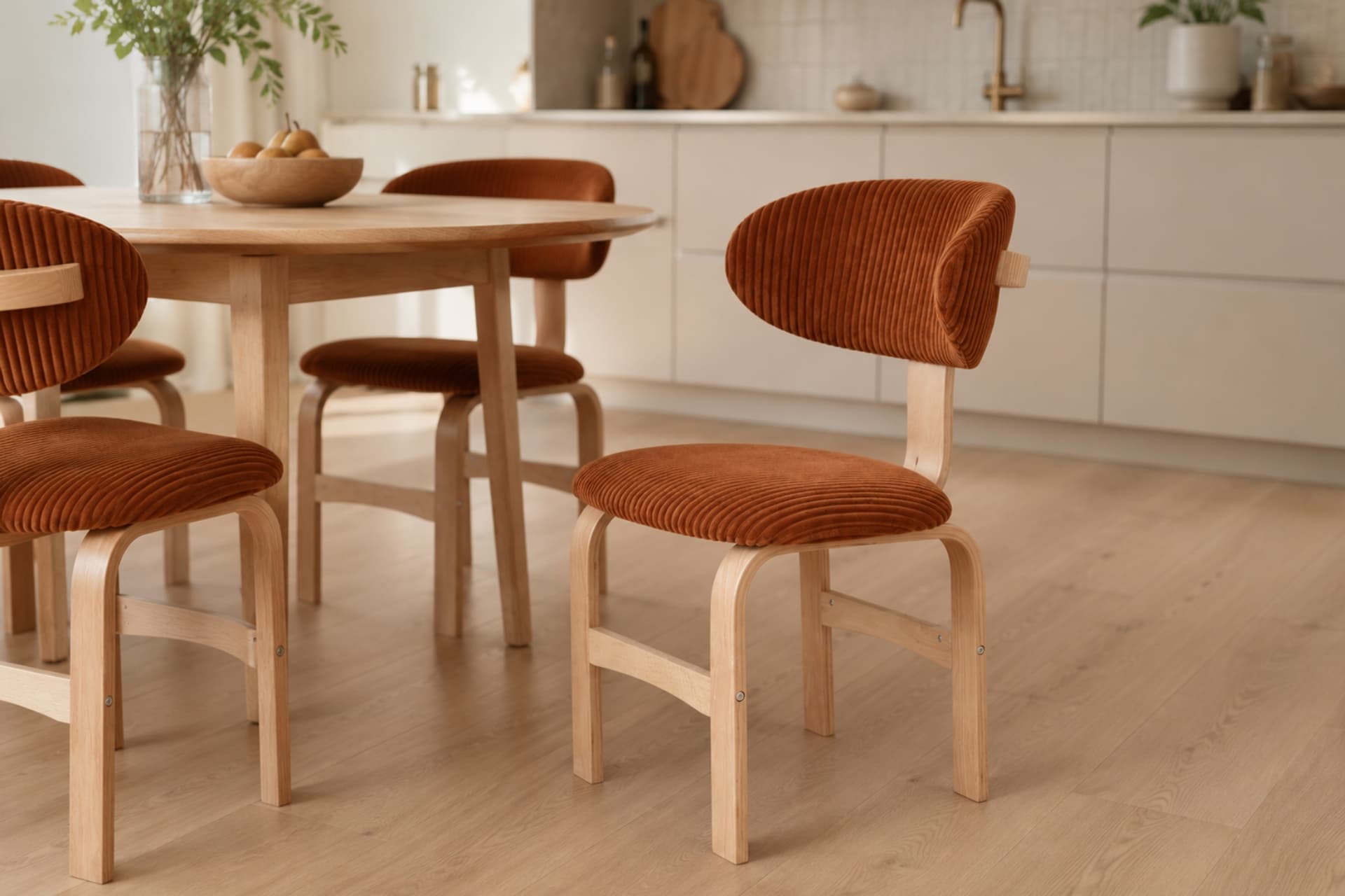 SOFYA NATUREL AYAK AHŞAP SANDALYE, KİREMİT