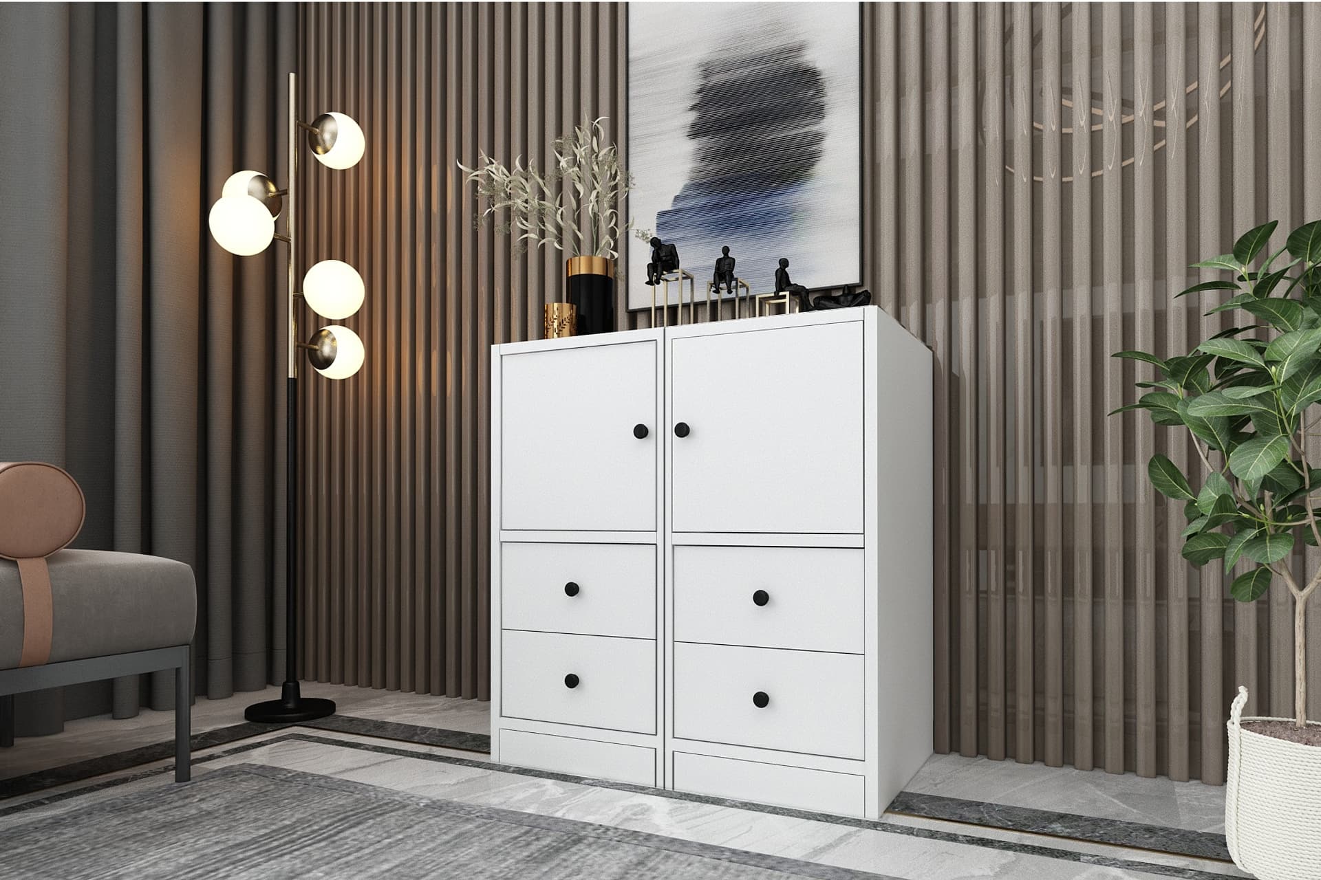 LEXUS DOLAPLI ÇEKMECELİ ŞİFONYER, 65 CM, SFN 1007 Ç