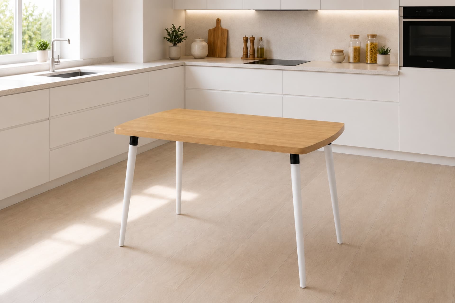 ARGOS SABİT MDF MUTFAK MASASI, 70X120 CM, NATUREL BEYAZ