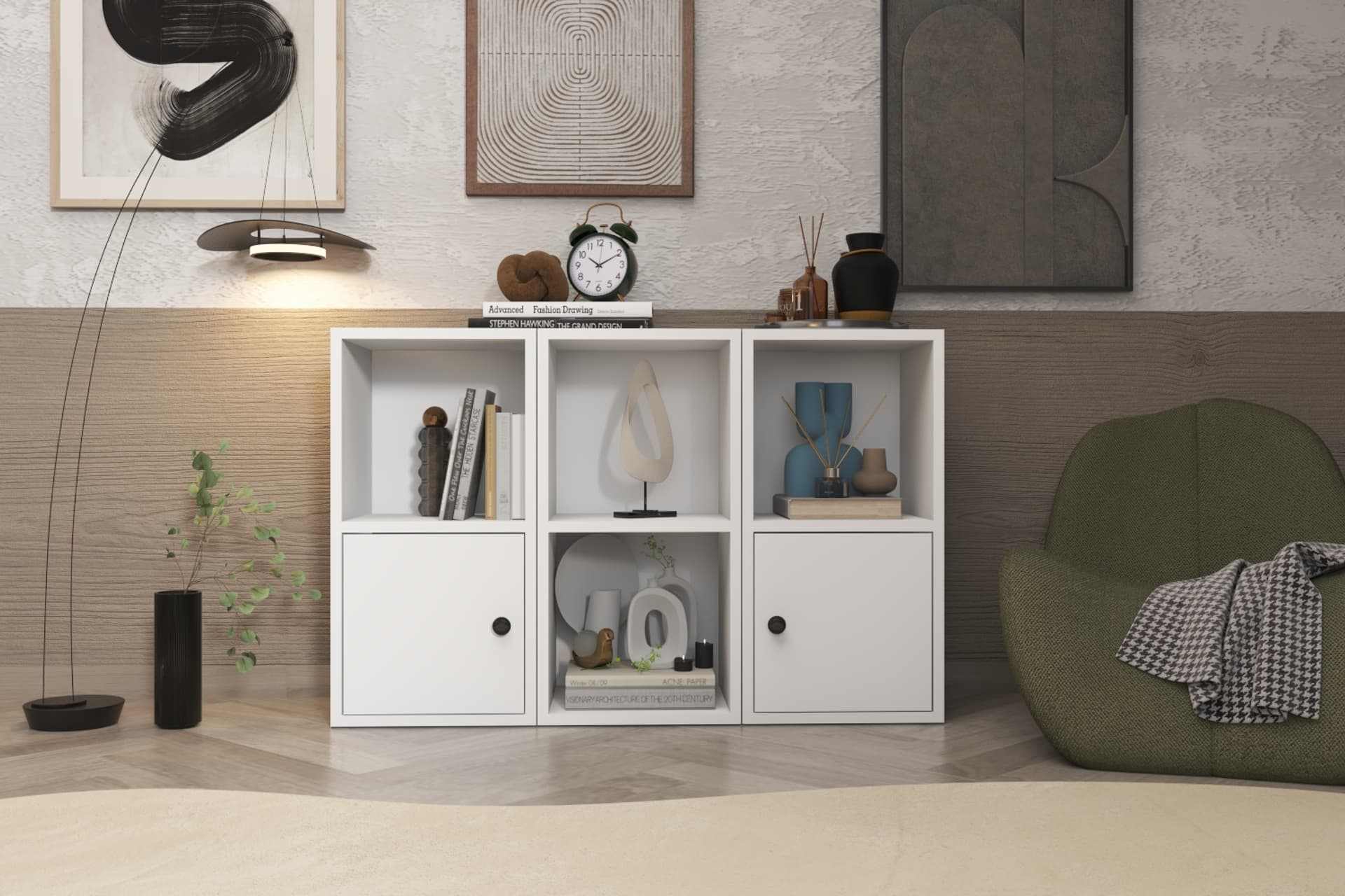 LEXUS IKİ KAPAKLI RAFLI ŞİFONYER, ÇITASIZ ŞFN 1055 Ç