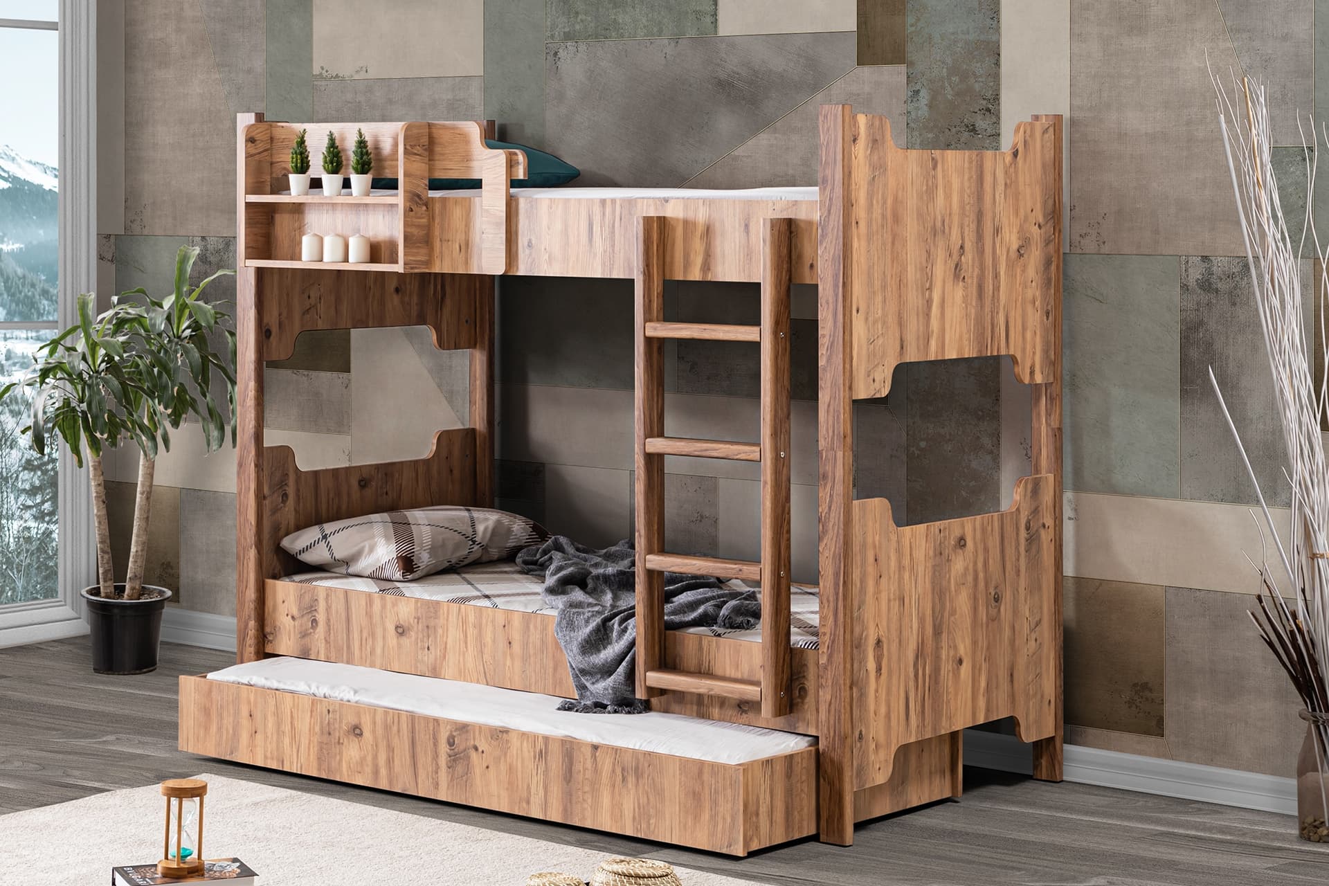 AVRASYA AYRILABİLİR RANZA, CEVİZ, 90X200