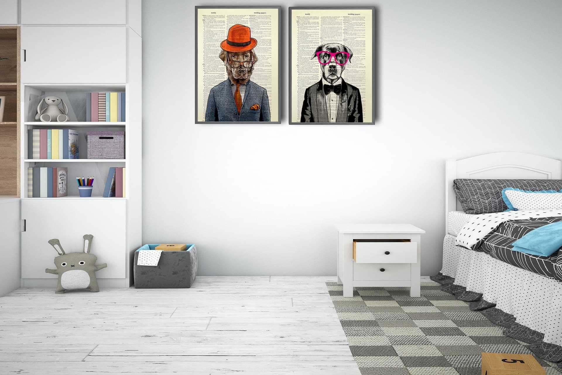 SEVİMLİ KEDİ KÖPEK TABLO SETİ, 35X50, 3