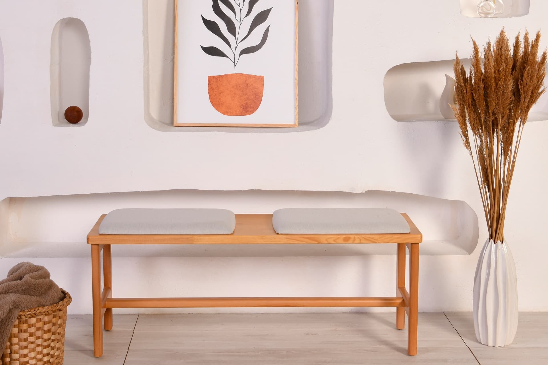 CHERİ İSKANDİNAV MASİF BENCH, KREM