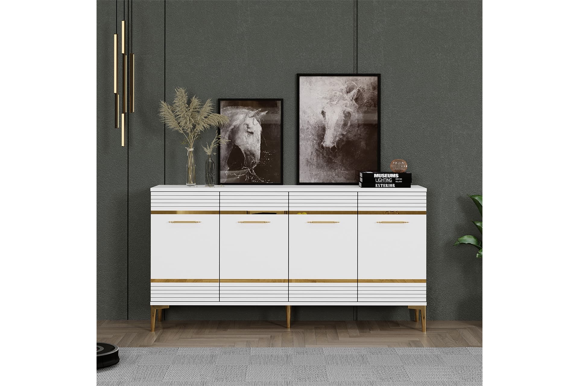 MAYA ÇOK AMAÇLI DOLAP, KONSOL, 150 CM, BEYAZ ALTIN