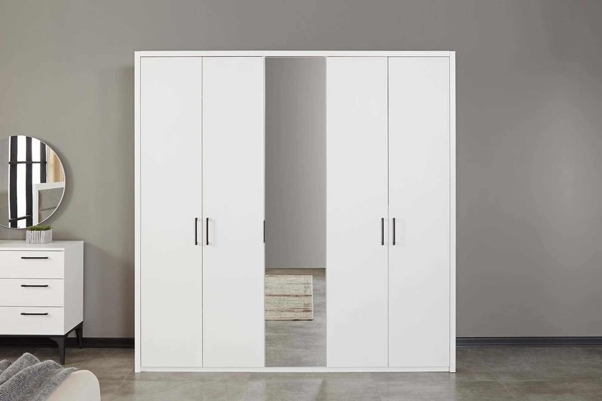 LİFE GARDIROP, BEYAZ, 5 KAPAKLI