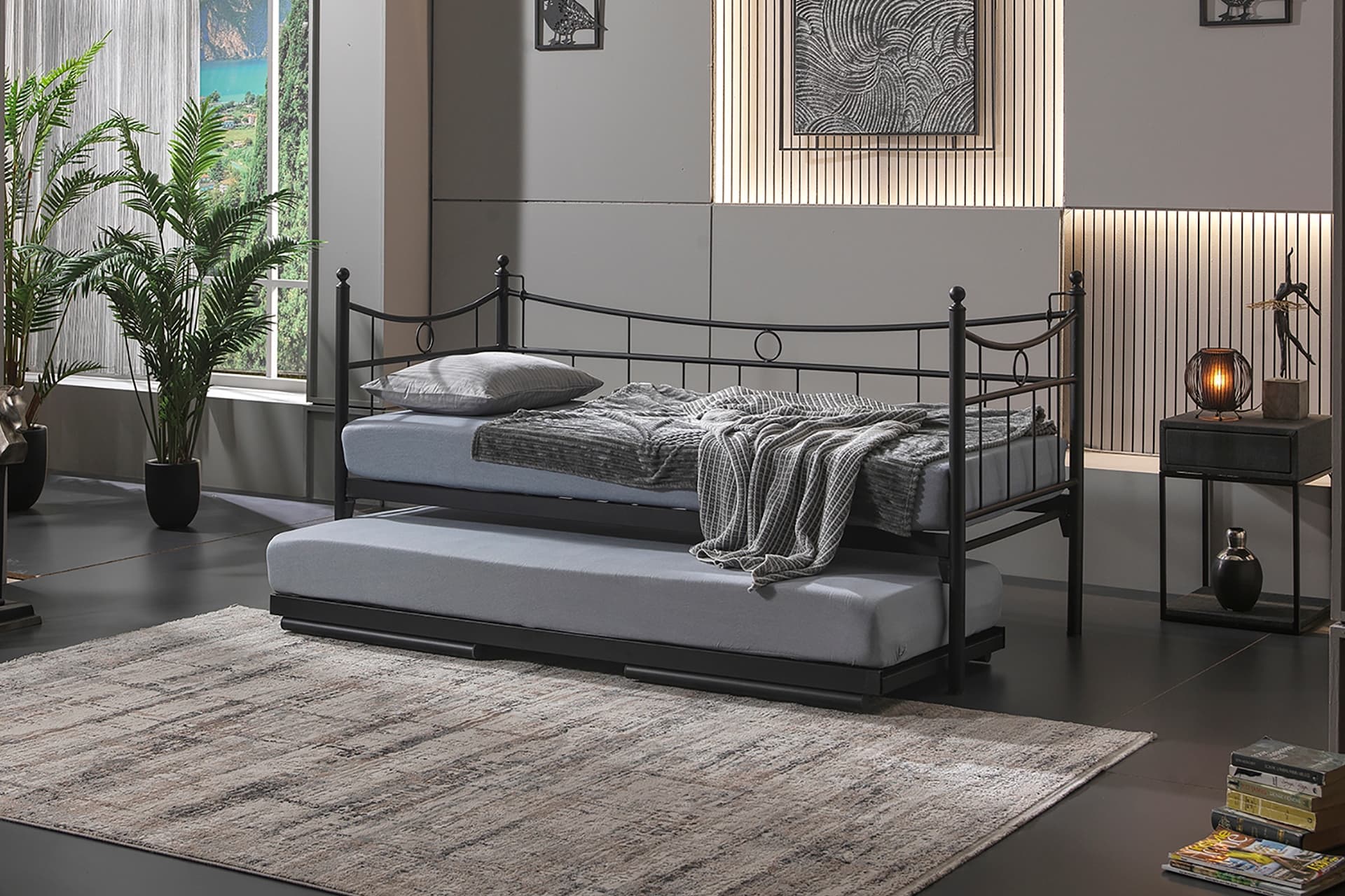 DAİLY DAYBED METAL YAVRULU KARYOLA, SİYAH, 90X200