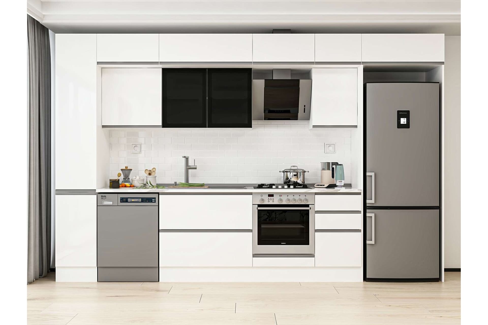 ALVİNKA 375X240 CM MUTFAK DOLABI, MBB E90B40S45 3 BEYAZ SUNTALAM