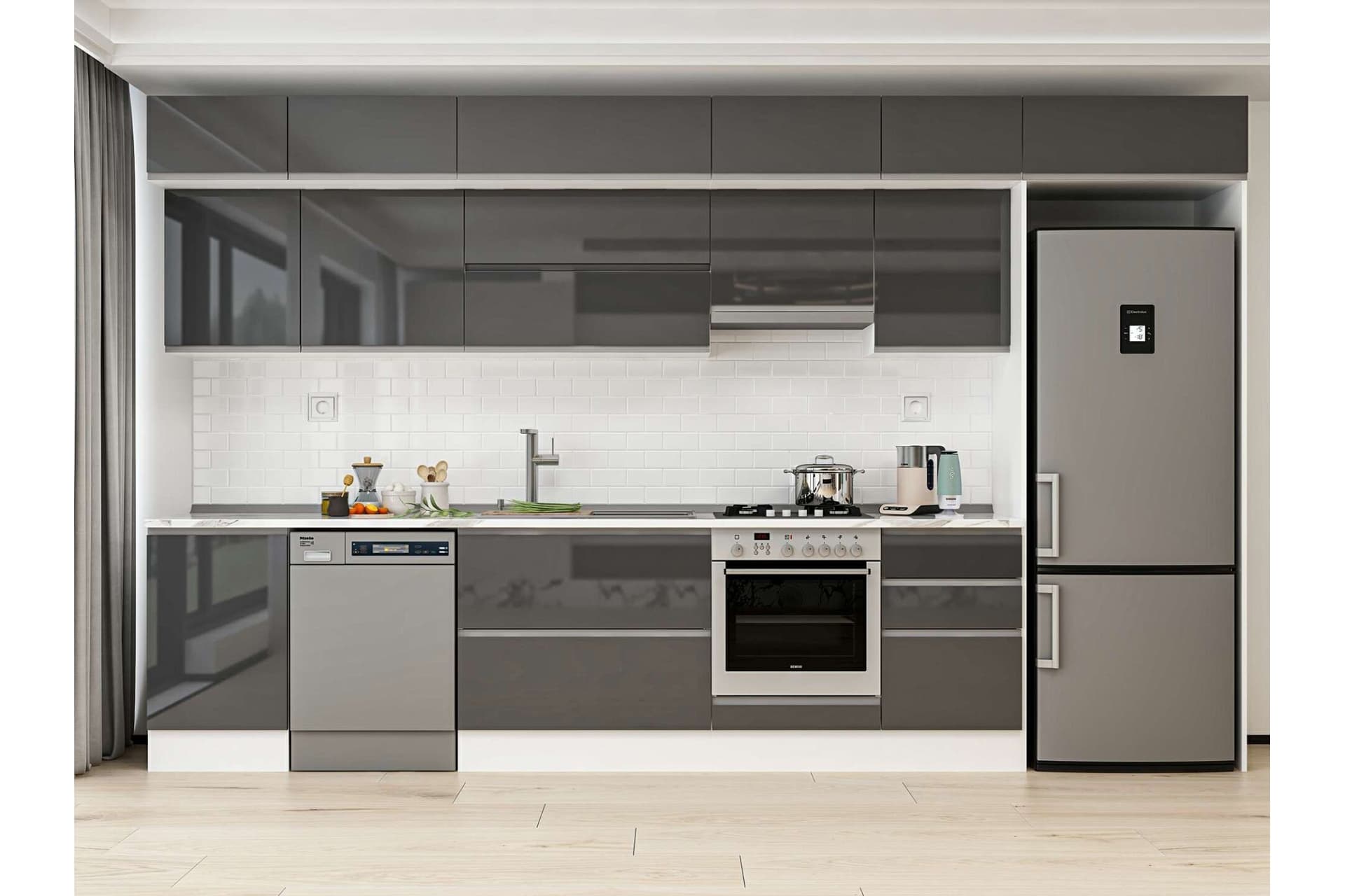 ALVİNKA 380X240 CM MUTFAK DOLABI, MB E80S50S50 1 ANTRASİT SUNTALAM